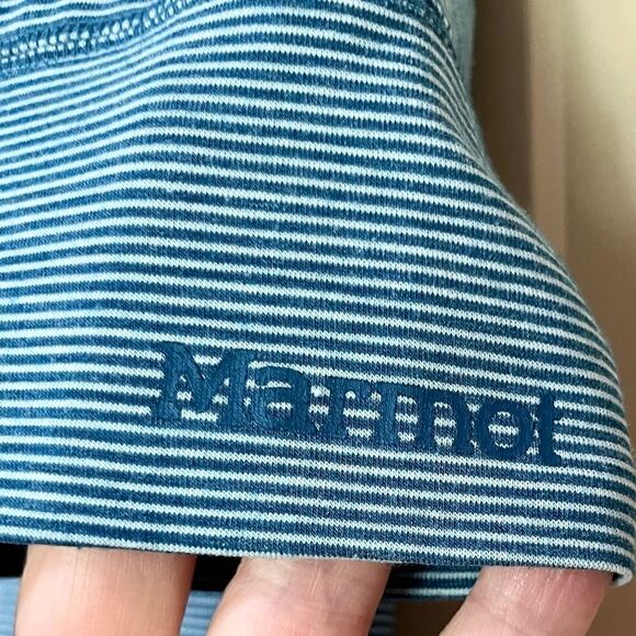 MARMOT Striped Active T-Shirt Blue White Women’s Size Small - Picture 3 of 5